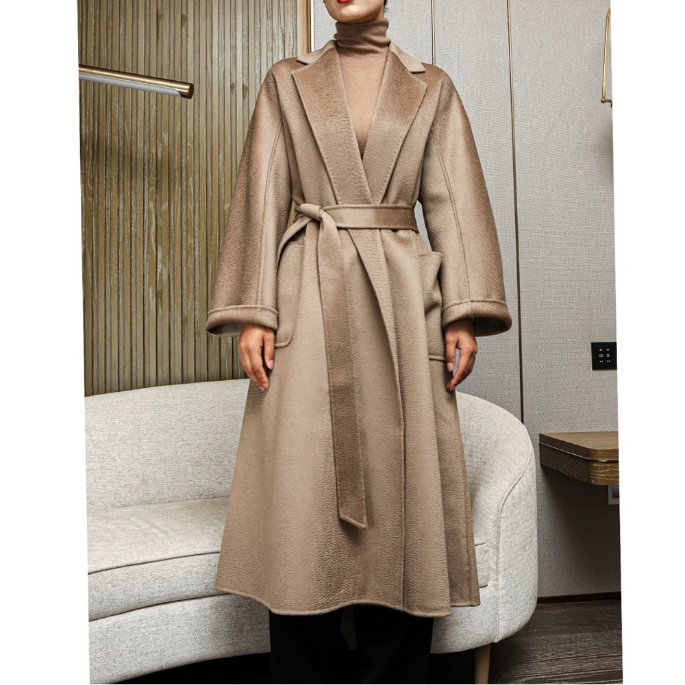 "Max Mara" style coat ~ 30% cashmere 70% wool ~ Two-sided Water Ripple Fabric